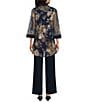 R & M Richards Floral Sequin Metallic Print Mesh Jacket Solid ITY Pant 3-Piece Pantsuit - Image 2