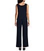 R & M Richards Floral Sequin Metallic Print Mesh Jacket Solid ITY Pant 3-Piece Pantsuit - Image 4