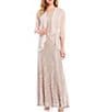 Color:Champagne - Image 1 - Glitter Lace Beaded Neck 2-Piece Jacket Gown