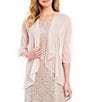 Color:Champagne - Image 4 - Glitter Lace Beaded Neck 2-Piece Jacket Gown