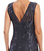 r & m richards illusion shoulder sleeveless lace gown