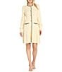R & M Richards Knit Contrast Trim Gold Button Up Dress - Image 1