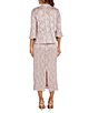 R & M Richards Lace Sequin Power Mesh Scallop Trim 3/4 Sleeve Jacket Midi Dress, Color:Blush - Image 2