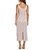 R & M Richards Lace Sequin Power Mesh Scallop Trim 3/4 Sleeve Jacket Midi Dress, Color:Blush - Image 5