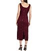 R & M Richards Lace Sequin Power Mesh Scallop Trim 3/4 Sleeve Jacket Midi Dress, Color:Merlot - Image 4