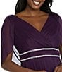 R & M Richards Matte Jersey Chiffon V-Neck Caplet Overlay Rhinestone Gown, Color:Eggplant - Image 3