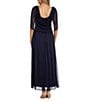 R & M Richards Matte Jersey Chiffon V-Neck Caplet Overlay Rhinestone Gown, Color:Navy - Image 2