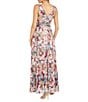 Color:Rose - Image 2 - Metallic Floral Foil Print Sleeveless V-Neck Ruched Waist Maxi A-Line Gown