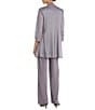 R & M Richards Metallic Knit 3/4 Sleeve Open Front 3 Piece Jacket Pant Set - Image 2