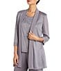 R & M Richards Metallic Knit 3/4 Sleeve Open Front 3 Piece Jacket Pant Set - Image 3