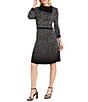 R & M Richards Metallic Knit Asymmetrical Neck Dress - Image 1