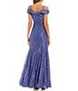 R & M Richards Off-the-Shoulder Cap Sleeve Floral Lace Mermaid Gown ...