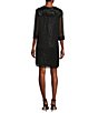 Color:Black - Image 2 - Petite Size 3/4 Sleeve Scoop Neck Sequin 2-Piece Jacket Dress