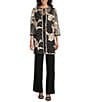 R & M Richards Petite Size 3/4 Sleeve V Neck Embroidered Soutache Sequin Jacket 3-Piece Pant Set, Color:Champagne/Black - Image 1