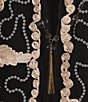 R & M Richards Petite Size 3/4 Sleeve V Neck Embroidered Soutache Sequin Jacket 3-Piece Pant Set, Color:Champagne/Black - Image 5