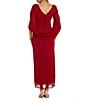 Color:Red - Image 2 - Petite Size Cape Sleeve Crew Neck Draped Back Gown