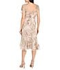R & M Richards Petite Size Embroidered Floral Crew Neck Short Sleeve Flounce Hem Midi Dress, Color:Rose - Image 2