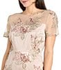 R & M Richards Petite Size Embroidered Floral Crew Neck Short Sleeve Flounce Hem Midi Dress, Color:Rose - Image 3