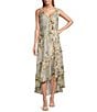 R & M Richards Petite Size Floral Print Chiffon Bolero 3/4 Sleeve V-Neck Asymmetrical Ruffle Hem 2-Piece Jacket Dress, Color:Celadon - Image 3