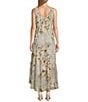 R & M Richards Petite Size Floral Print Chiffon Bolero 3/4 Sleeve V-Neck Asymmetrical Ruffle Hem 2-Piece Jacket Dress, Color:Celadon - Image 4