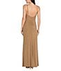 R & M Richards Petite Size Metallic Jersey Side Drape Dress, Color:Gold - Image 2