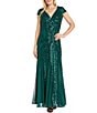 R & M Richards Petite Size Sequin Mesh Godet Gown - Image 1