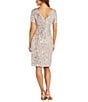 Color:Silver/Nude - Image 2 - Petite Size Short Sleeve Crew Neck Embroidered Sequin Dress