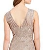 Color:Champagne - Image 4 - Petite Size Sleeveless Lace Round Neck Fit and Flare Dress