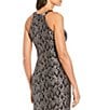 Color:Black/Taupe - Image 4 - Petite Size Stretch Glitter Lace Sleeveless Halter Neck Scallop Keyhole Mermaid Gown