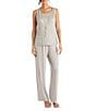 R & M Richards Pleated Crinkle Metallic Scoop Neck 3/4 Sleeve 3-Piece Pant Set, Color:Champagne - Image 3