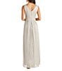 Color:Champagne - Image 2 - Pleated Metallic V-Neck Sleeveless Gown