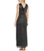 Color:Black/Silver - Image 2 - Pleated Metallic V-Neck Sleeveless Gown