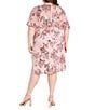 R & M Richards Plus Floral Sequin Power Mesh Beaded Sheer Capelet Sleeves Dress, Color:Rose - Image 2
