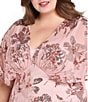 R & M Richards Plus Floral Sequin Power Mesh Beaded Sheer Capelet Sleeves Dress, Color:Rose - Image 3