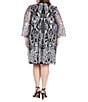 R & M Richards Plus Size 2 Piece Contrast Embroidered Duster Jacket Dress, Color:Silver/Black - Image 2