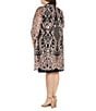 R & M Richards Plus Size 2 Piece Contrast Embroidered Duster Jacket Dress, Color:Rose/Black - Image 2