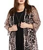 R & M Richards Plus Size 2 Piece Contrast Embroidered Duster Jacket Dress, Color:Rose/Black - Image 5