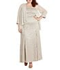 R & M Richards Plus Size 2 Piece Glitter Lace Jacket Dress - Image 1
