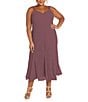R & M Richards Plus Size 2 Piece Long Beaded Detail Chiffon Jacket Midi Dress, Color:Dark Rose - Image 3