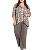 R & M Richards Plus Size 3-Piece Floral Jacquard Set - Image 1