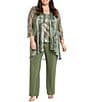 R & M Richards Plus Size 3-Piece Printed Moonlight Metallic Knit Set - Image 1