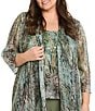 R & M Richards Plus Size 3-Piece Printed Moonlight Metallic Knit Set - Image 5