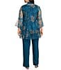 R & M Richards Plus Size 3-Piece Sequin Mesh Pant Set, Color:Peacock - Image 2