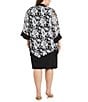 Color:Black/White - Image 2 - Plus Size 3/4 Ruffle Sleeve Crew Neck Embroidered Sequin 2-Piece Jacket Dress