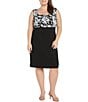Color:Black/White - Image 3 - Plus Size 3/4 Ruffle Sleeve Crew Neck Embroidered Sequin 2-Piece Jacket Dress