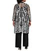 R & M Richards Plus Size 3/4 Sleeve Scoop Neck Embellished Sequin Jacket 3-Piece Pant Set, Color:Silver/Black - Image 2