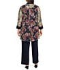 R & M Richards Plus Size 3/4 Sleeve Sweetheart Neck Embellished Sequin Jacket 3-Piece Pant Set, Color:Navy/Wine - Image 2