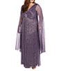 Color:Iris - Image 1 - Plus Size Cape Sleeve V-Neck Empire Waist Dress