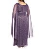 Color:Iris - Image 2 - Plus Size Cape Sleeve V-Neck Empire Waist Dress