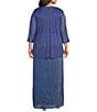 R & M Richards Plus Size Chiffon Metallic Pleat Crinkle 2-Piece Jacket Dress, Color:Baltic/Blue - Image 2